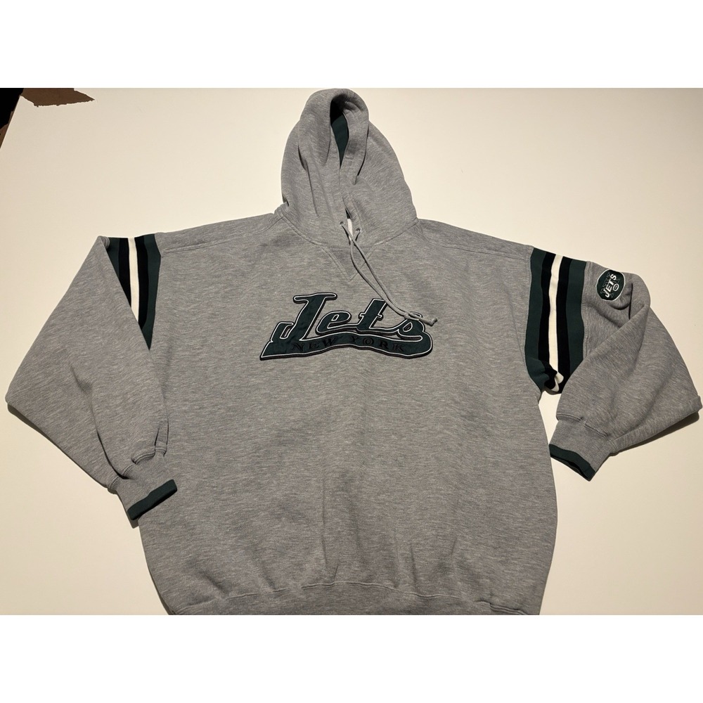 VTG New York Jets Embroidered Hoodie NFL SZ XL